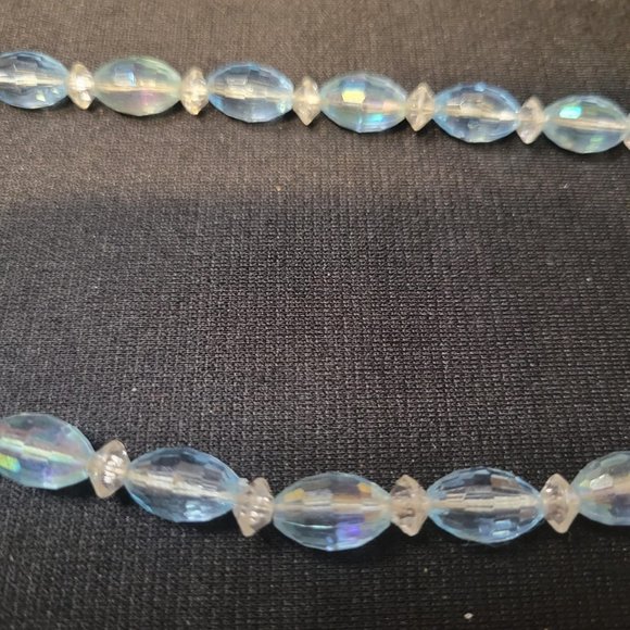 Vintage Necklace 16” West Germany Two Strand Mid Century Light Blue Clear Marked - Picture 8 of 8